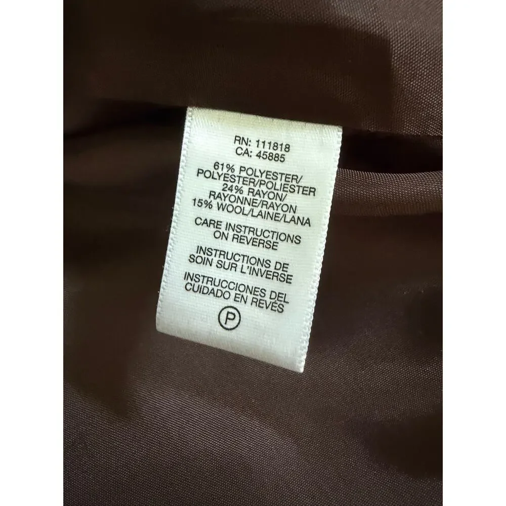 Michael Kors Herringbone Tweed Swing Jacket 3 Button Brown Gray S/P